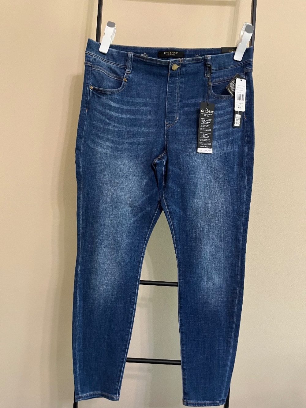 NWT Liverpool Los Angeles Glider Skinny Jeans Size 16/33 Medium Wash Premium